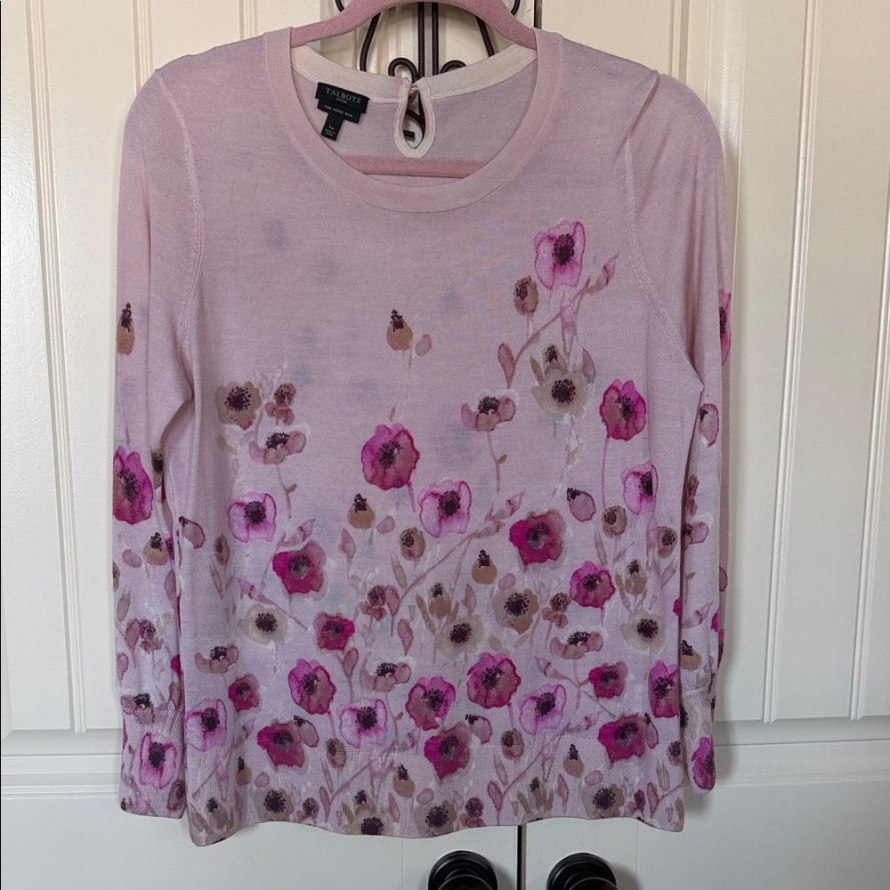 Talbots Lavender and Pink Floral Long Sleeve Top